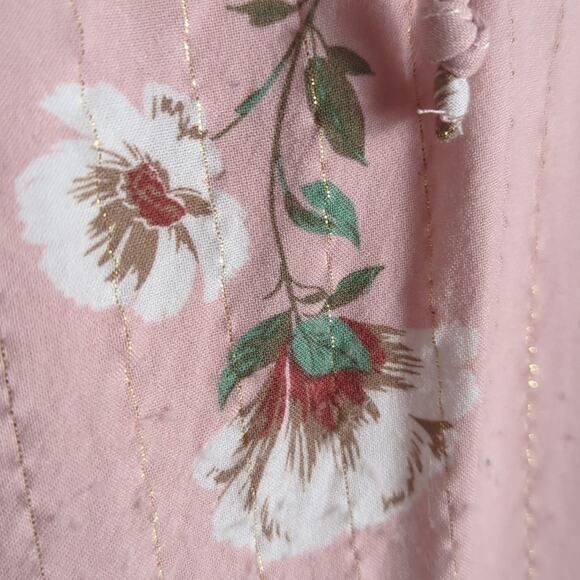 Cottagecore Boho Pink Pull-Over Blouse Rayon w/gold Thread Women's 2x - Picture 3 of 9